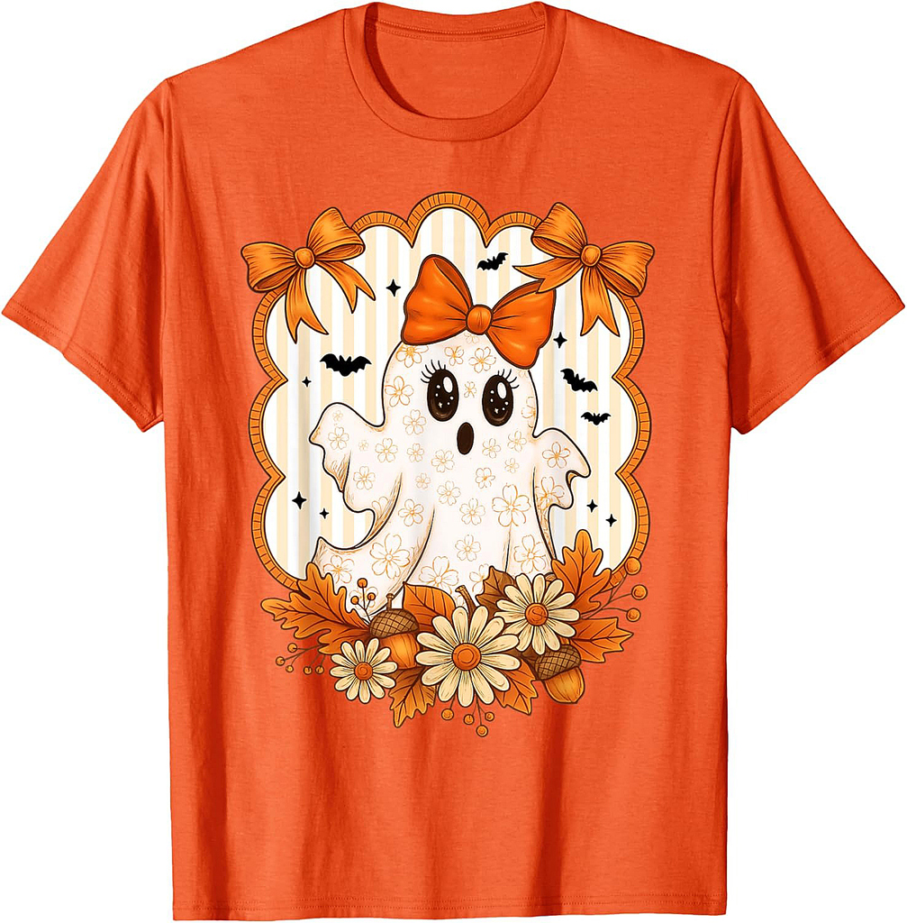 Halloween Ghost Spooky Season Autumn Fall Women Girls T-Shirt