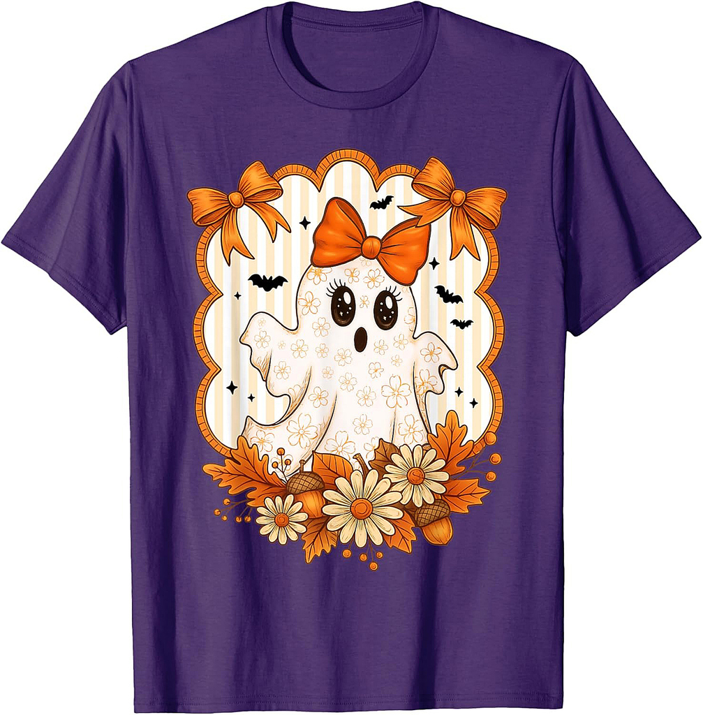 Halloween Ghost Spooky Season Autumn Fall Women Girls T-Shirt