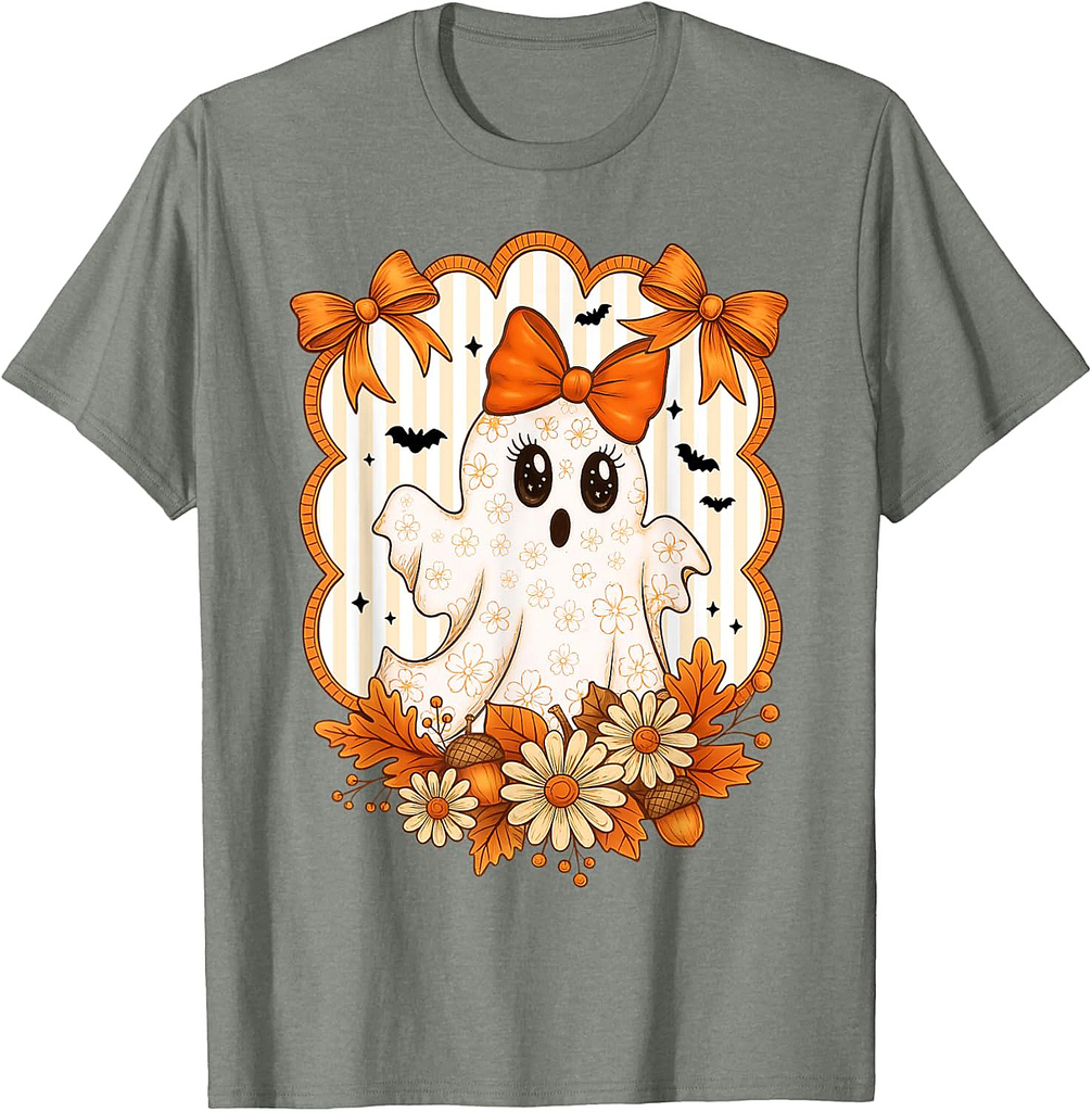 Halloween Ghost Spooky Season Autumn Fall Women Girls T-Shirt