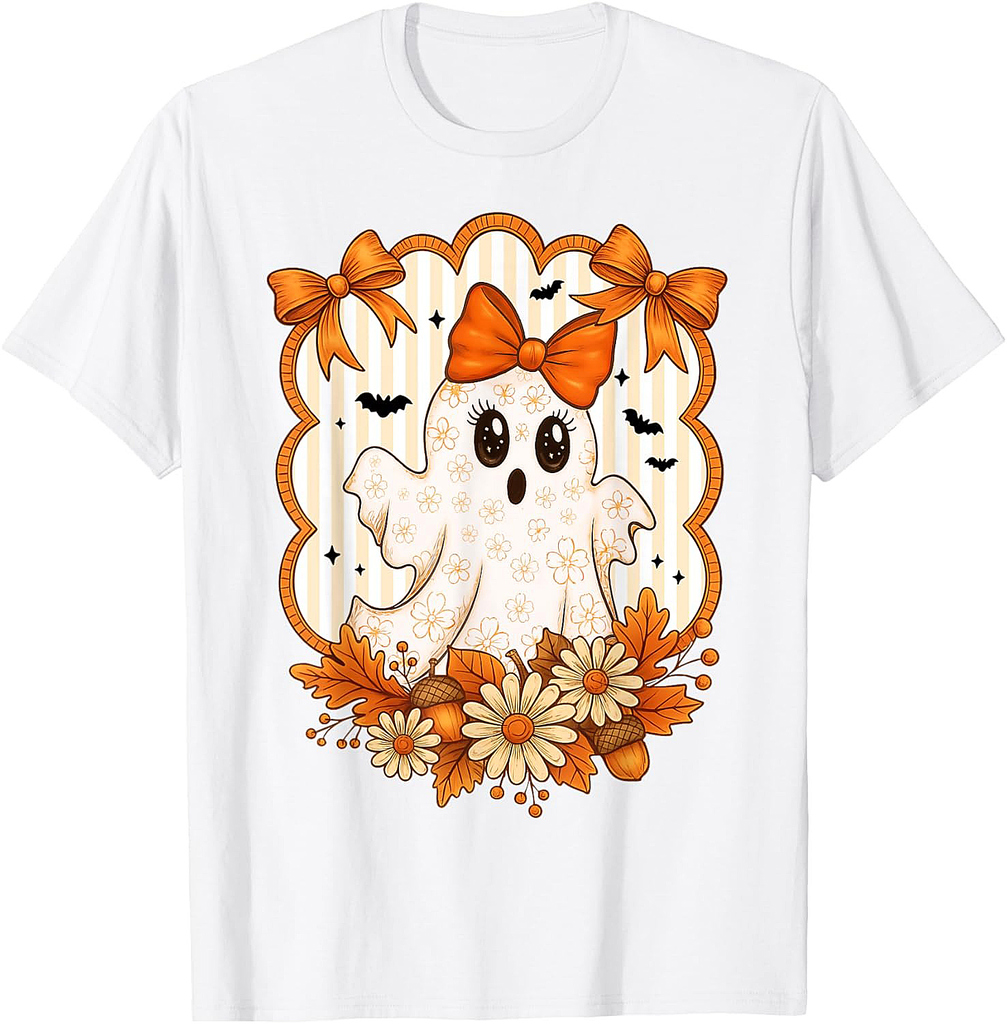 Halloween Ghost Spooky Season Autumn Fall Women Girls T-Shirt