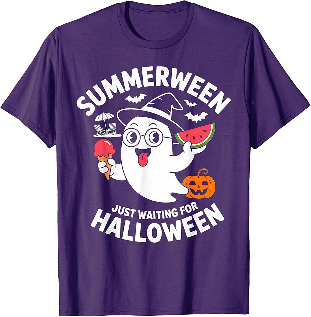 Halloween Ghost Summerween Pumpkin Ice Watermelon T-Shirt