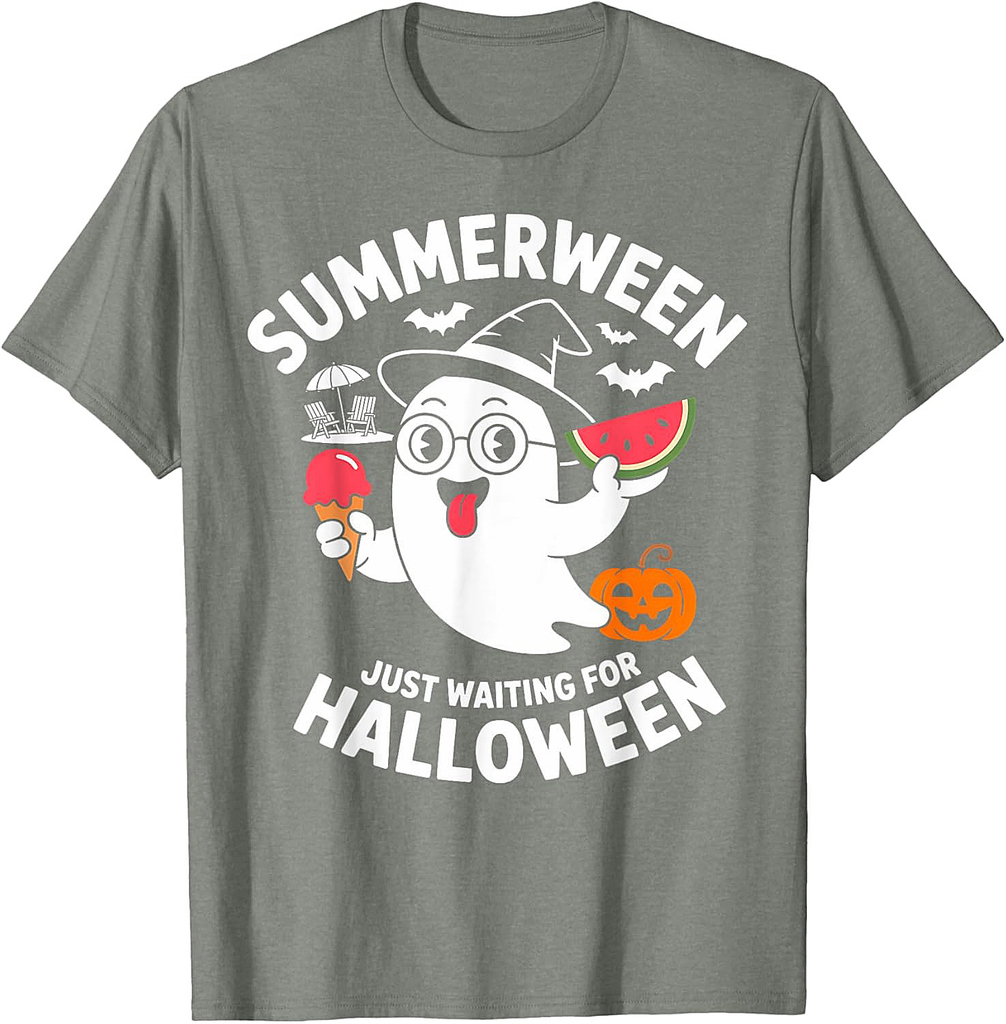 Halloween Ghost Summerween Pumpkin Ice Watermelon T-Shirt