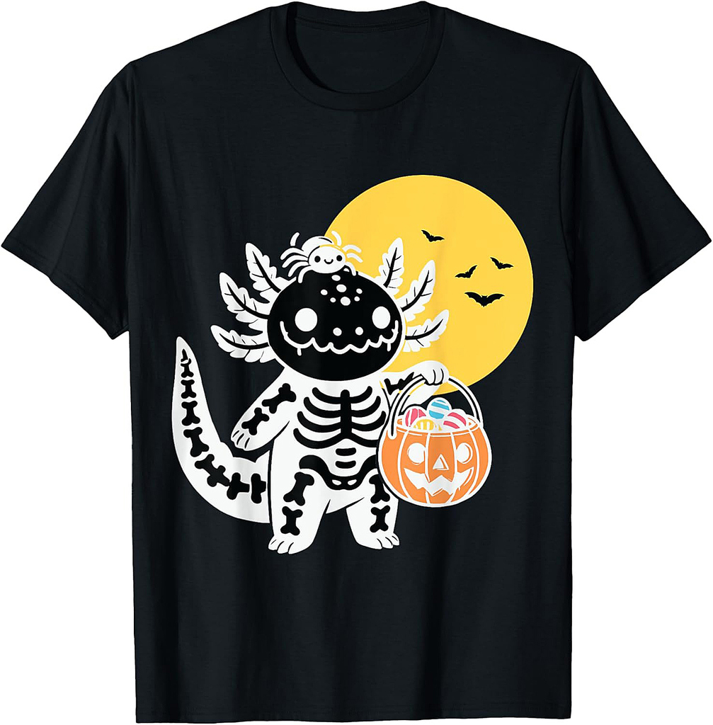 Halloween Horror Axolotl Kawaii Anime Funny Women Men Kids T-Shirt