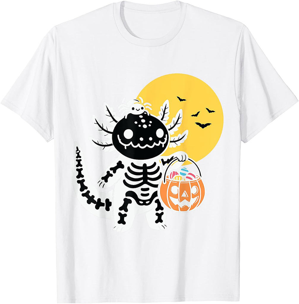 Halloween Horror Axolotl Kawaii Anime Funny Women Men Kids T-Shirt