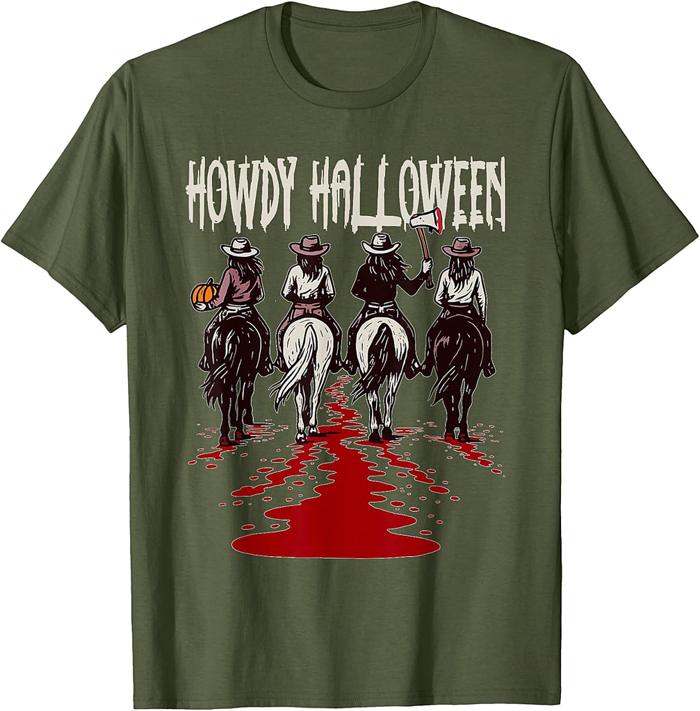 Halloween Howdy Cowgirl Western Southern Cowgirls Horse T-Shirt