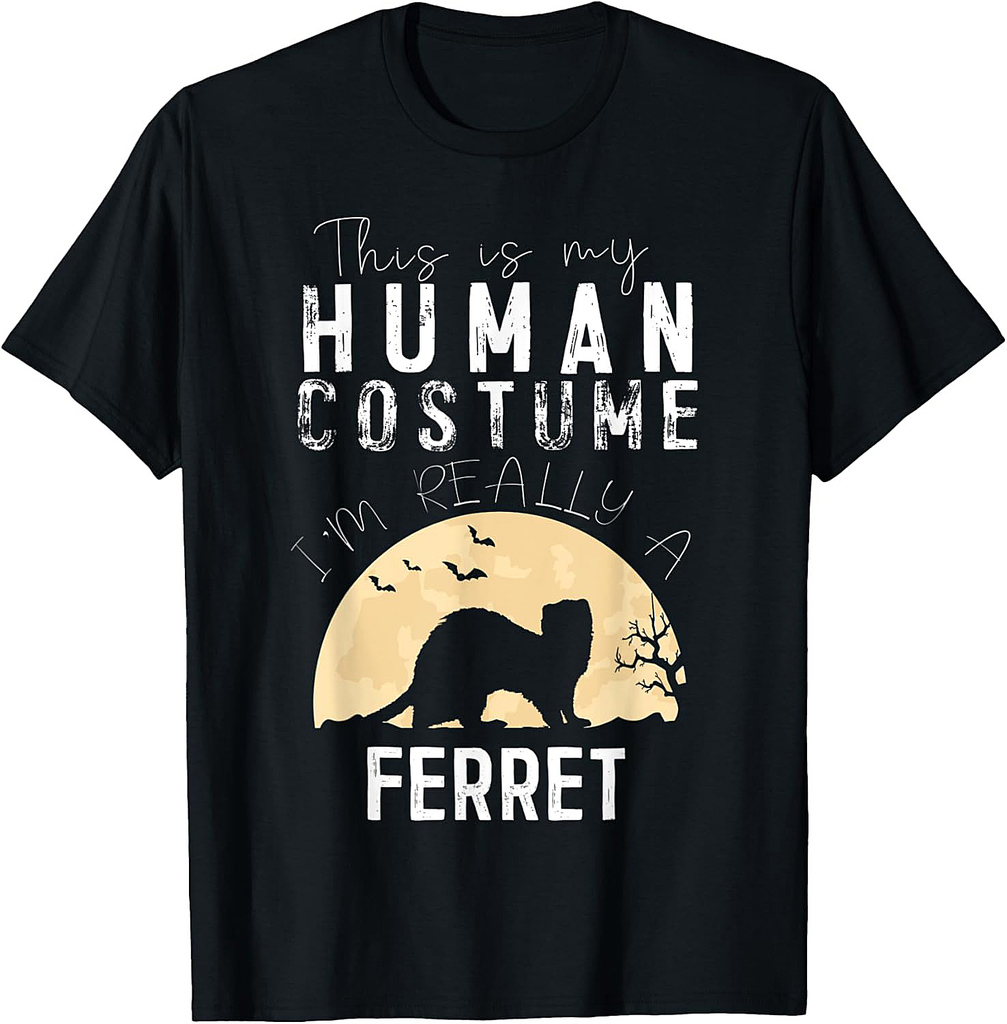 Halloween Human Costume Ferret Creepy Horror T-Shirt