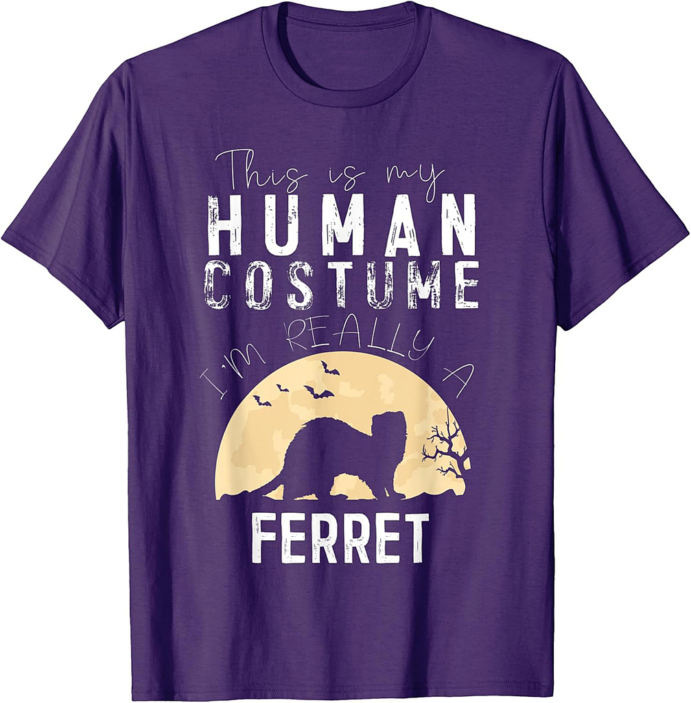 Halloween Human Costume Ferret Creepy Horror T-Shirt