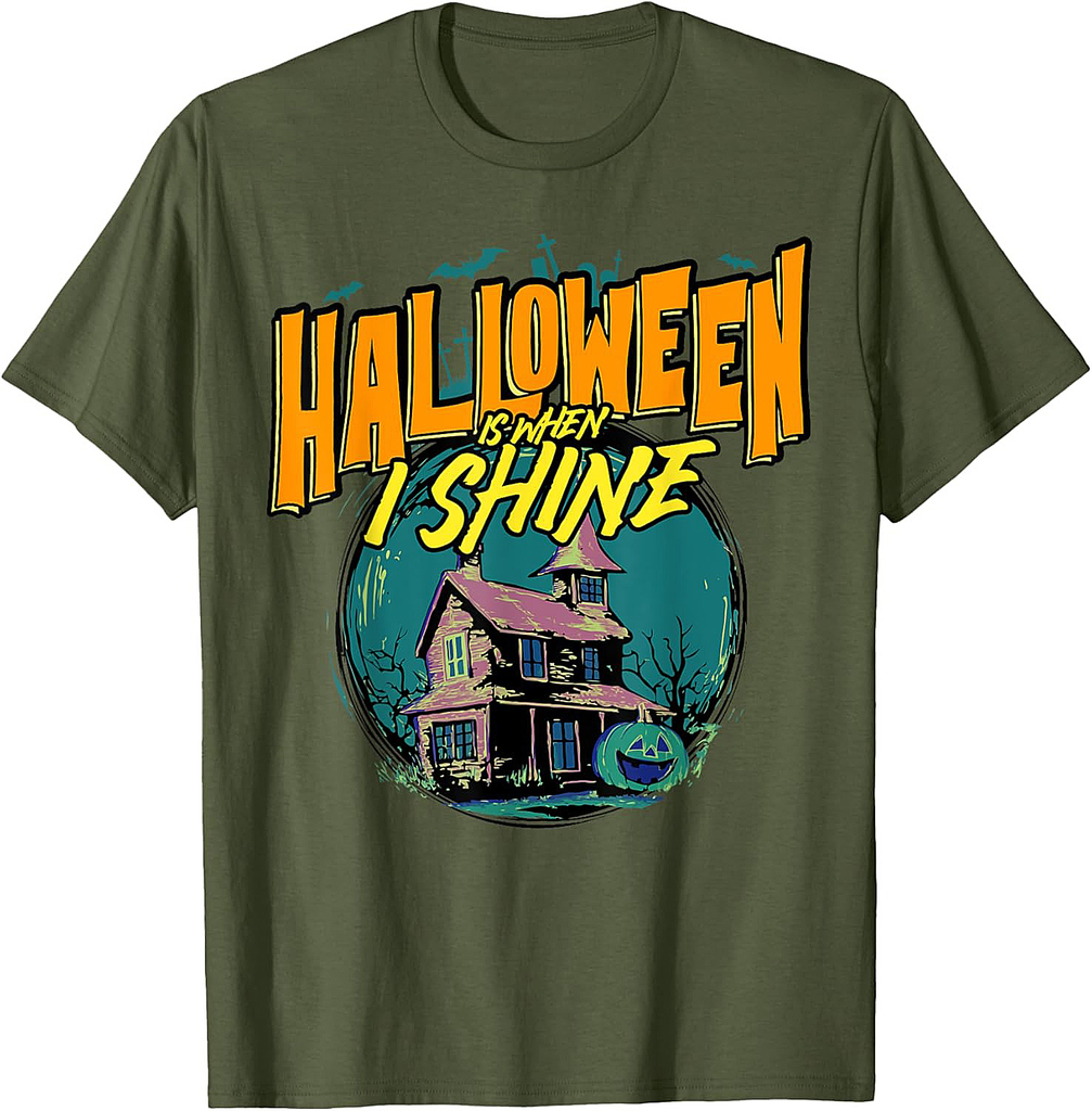 Halloween Is When I Shine Haunted House Graphic T-Shirt