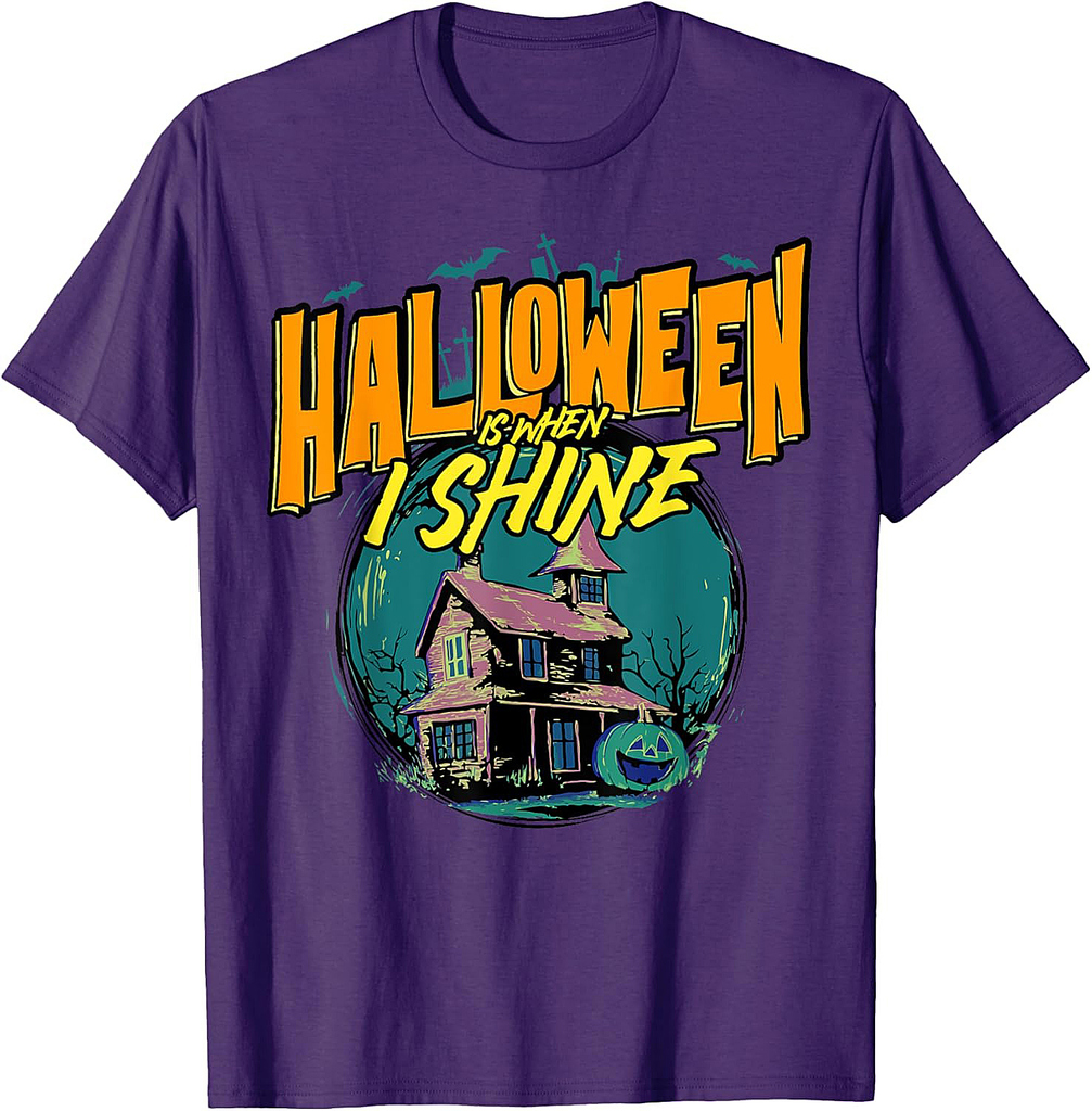 Halloween Is When I Shine Haunted House Graphic T-Shirt