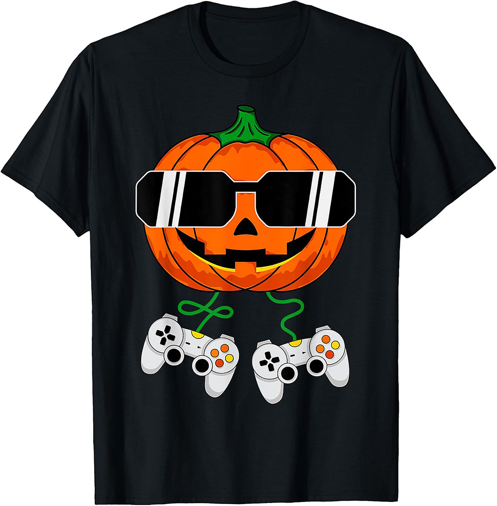 Halloween Jack O Lantern Gamer Boys Kids Men Funny Halloween T-Shirt