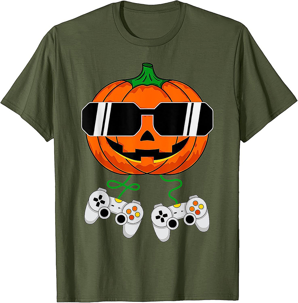 Halloween Jack O Lantern Gamer Boys Kids Men Funny Halloween T-Shirt