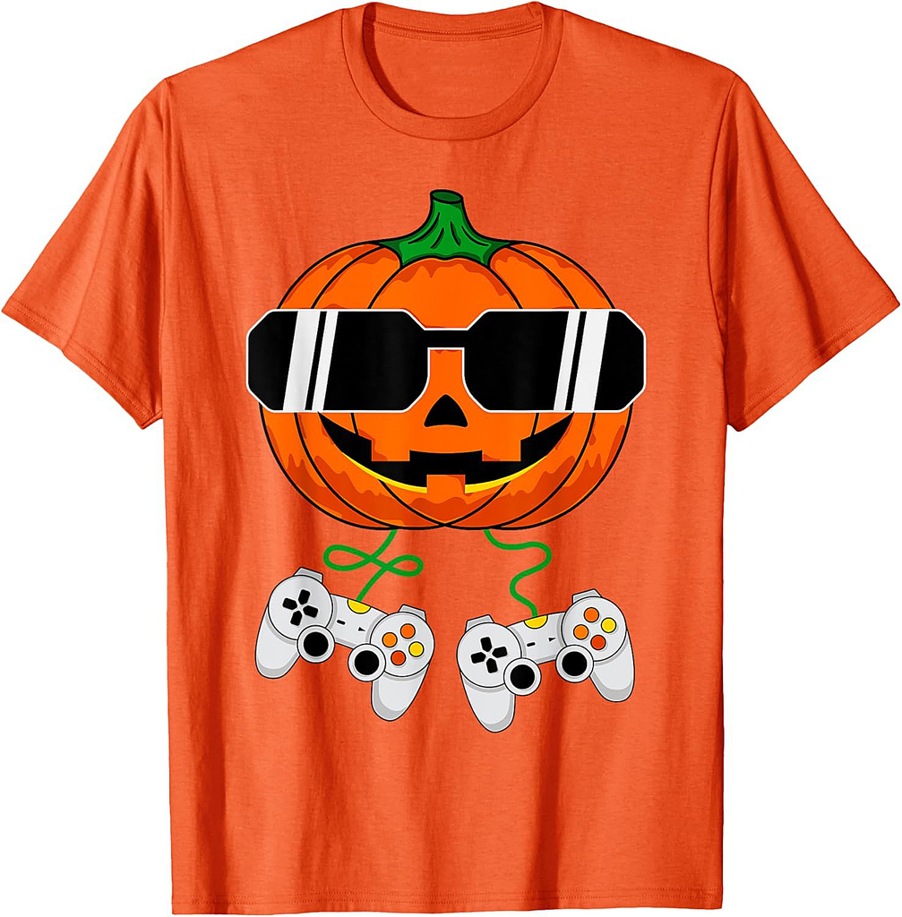 Halloween Jack O Lantern Gamer Boys Kids Men Funny Halloween T-Shirt