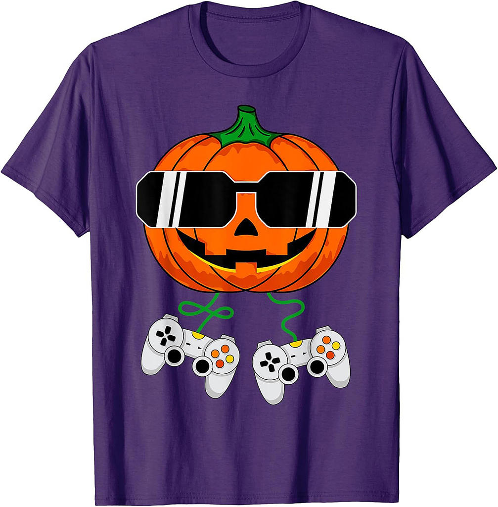 Halloween Jack O Lantern Gamer Boys Kids Men Funny Halloween T-Shirt