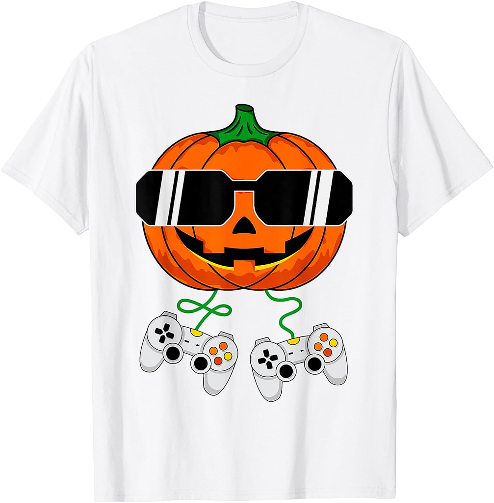 Halloween Jack O Lantern Gamer Boys Kids Men Funny Halloween T-Shirt