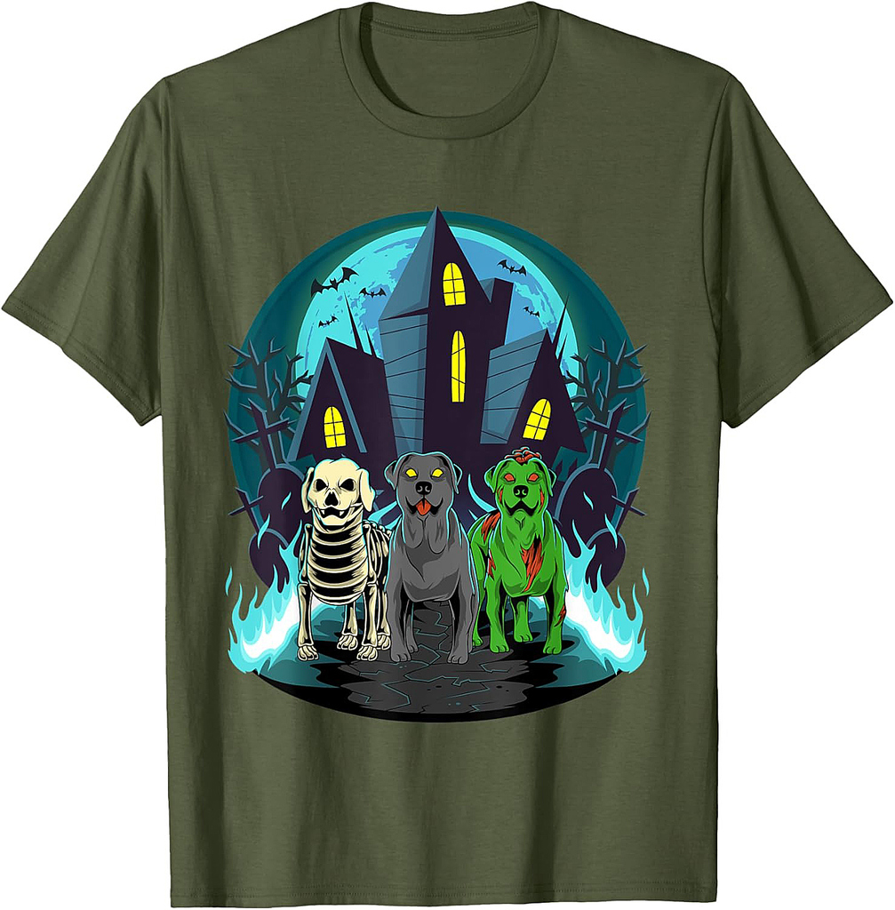 Halloween Labrador Retrievers Zombie Skeleton Black Lab Dog T-Shirt