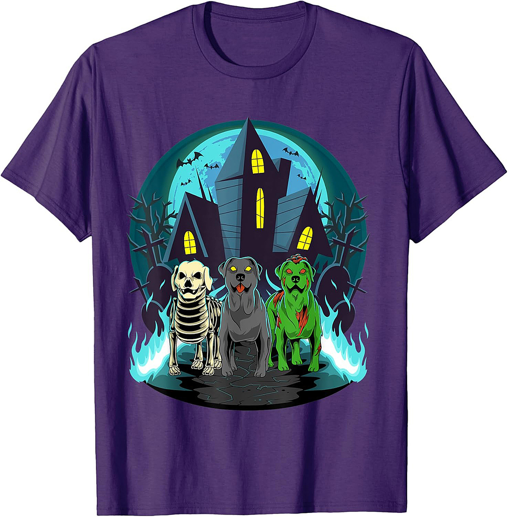Halloween Labrador Retrievers Zombie Skeleton Black Lab Dog T-Shirt