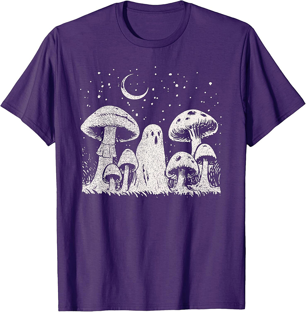Halloween Mushroom Ghost Vintage Grunge 90 Aesthetic Graphic T-Shirt