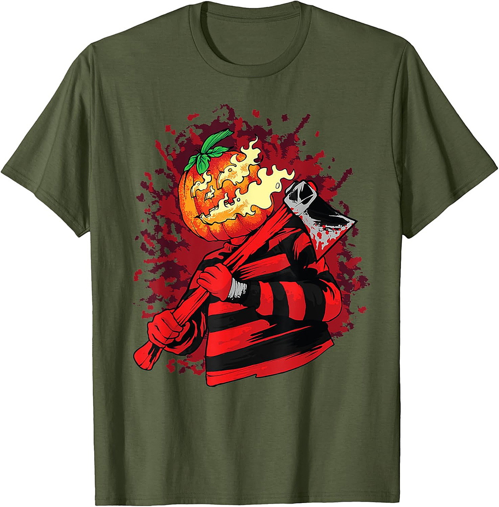 Halloween Pumpkin Head Axe Witch Scary Pumpkin Girls Boys T-Shirt