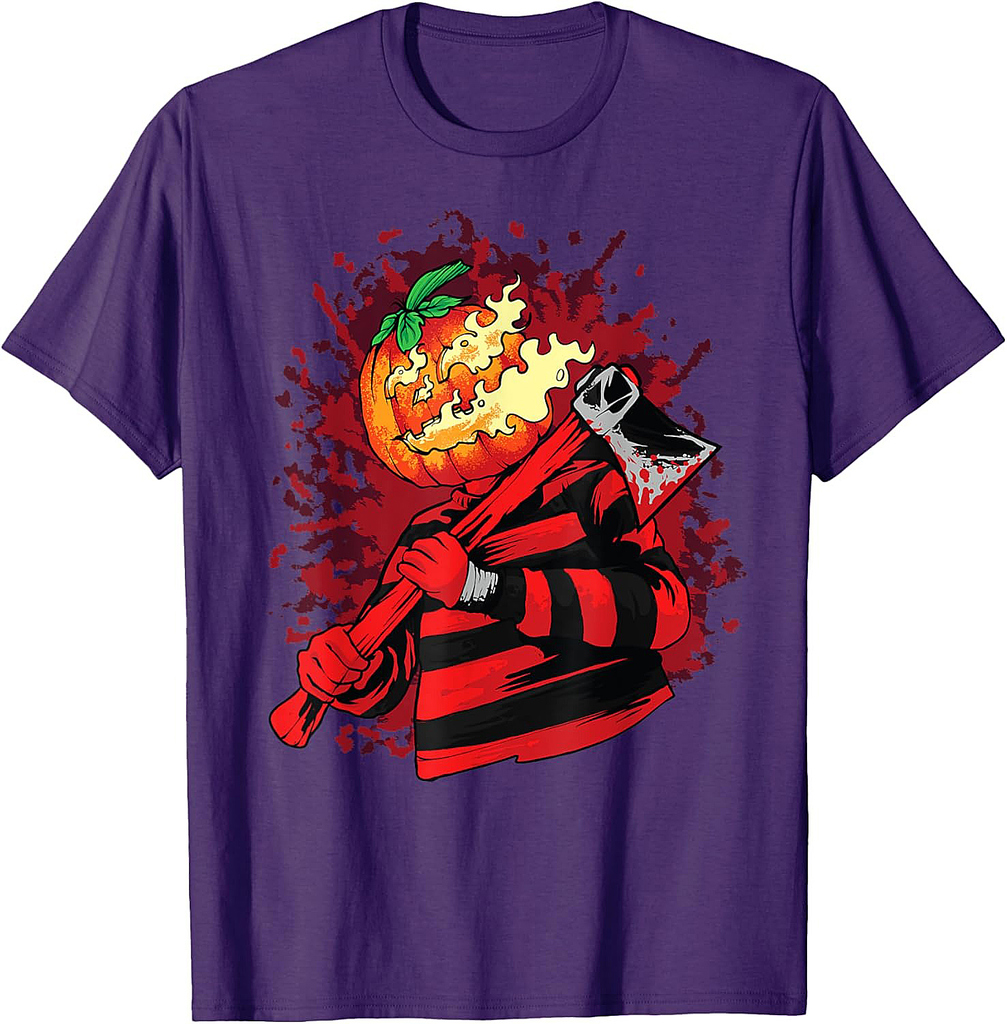 Halloween Pumpkin Head Axe Witch Scary Pumpkin Girls Boys T-Shirt