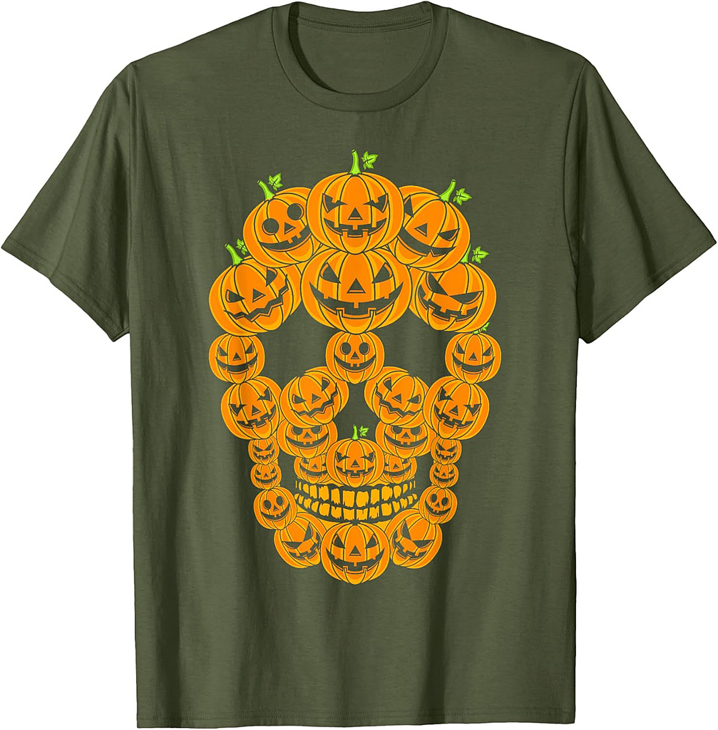 Halloween Pumpkin skull Spooky Pumpkin costume orange fall T-Shirt