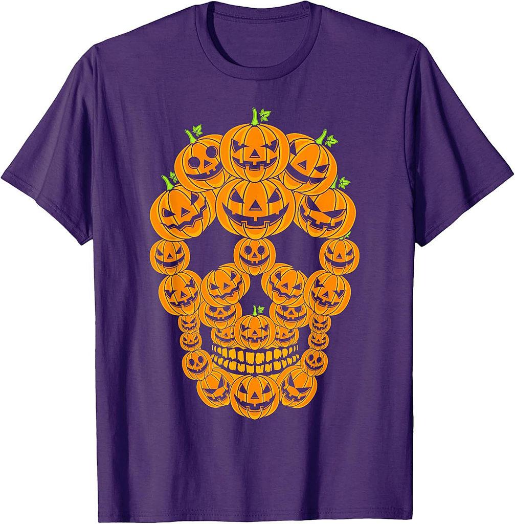 Halloween Pumpkin skull Spooky Pumpkin costume orange fall T-Shirt