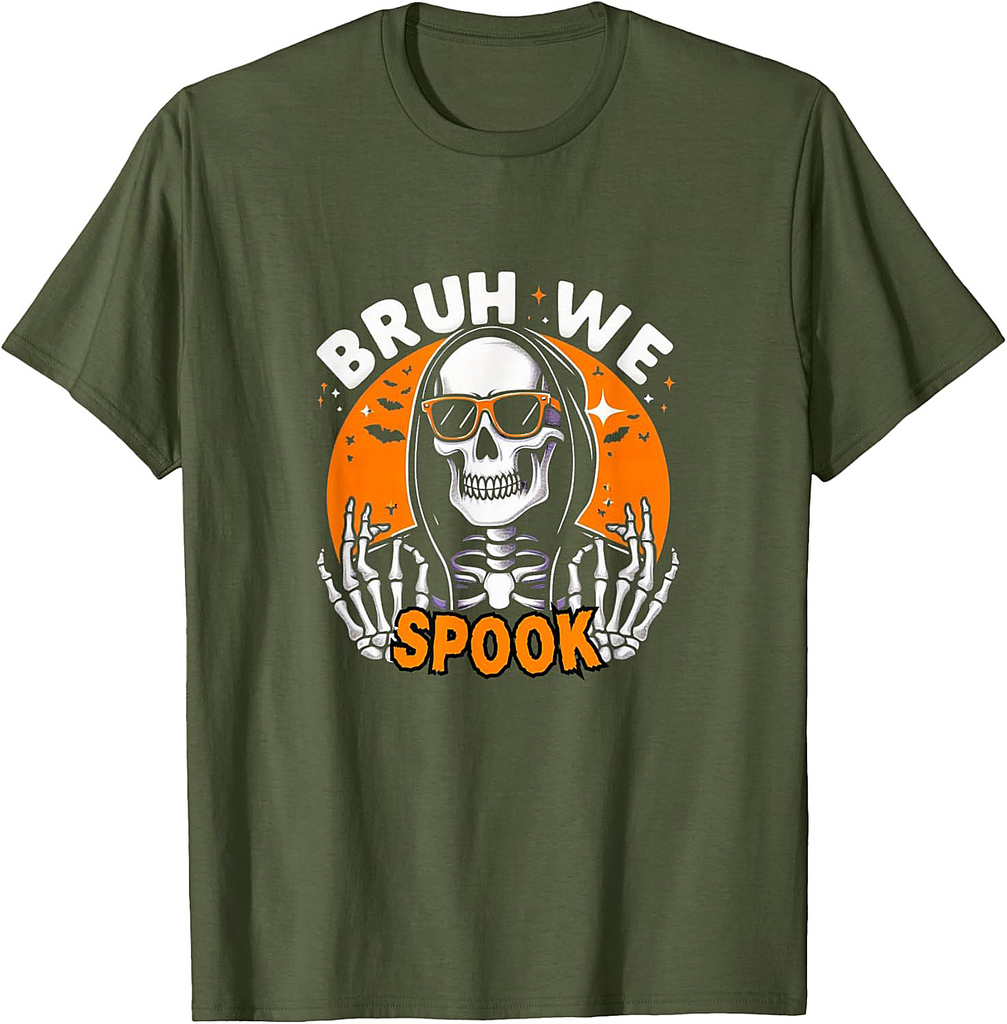Halloween Shirt Boys Skeleton Bruh Halloween T-Shirt