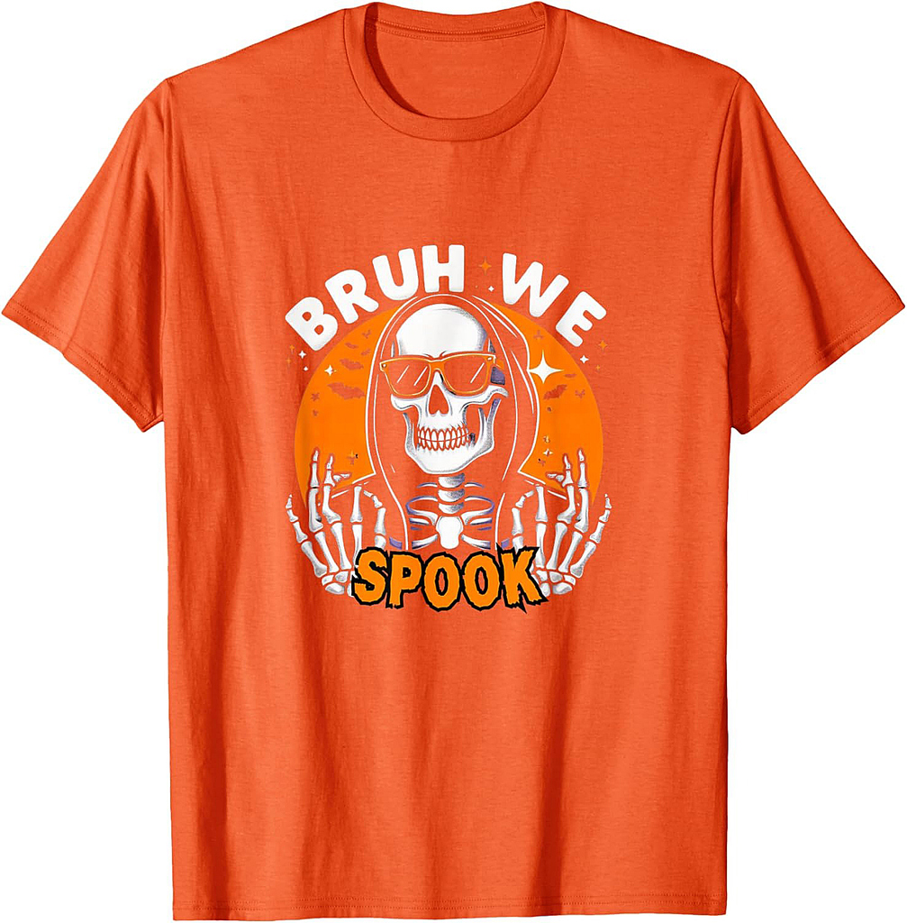 Halloween Shirt Boys Skeleton Bruh Halloween T-Shirt
