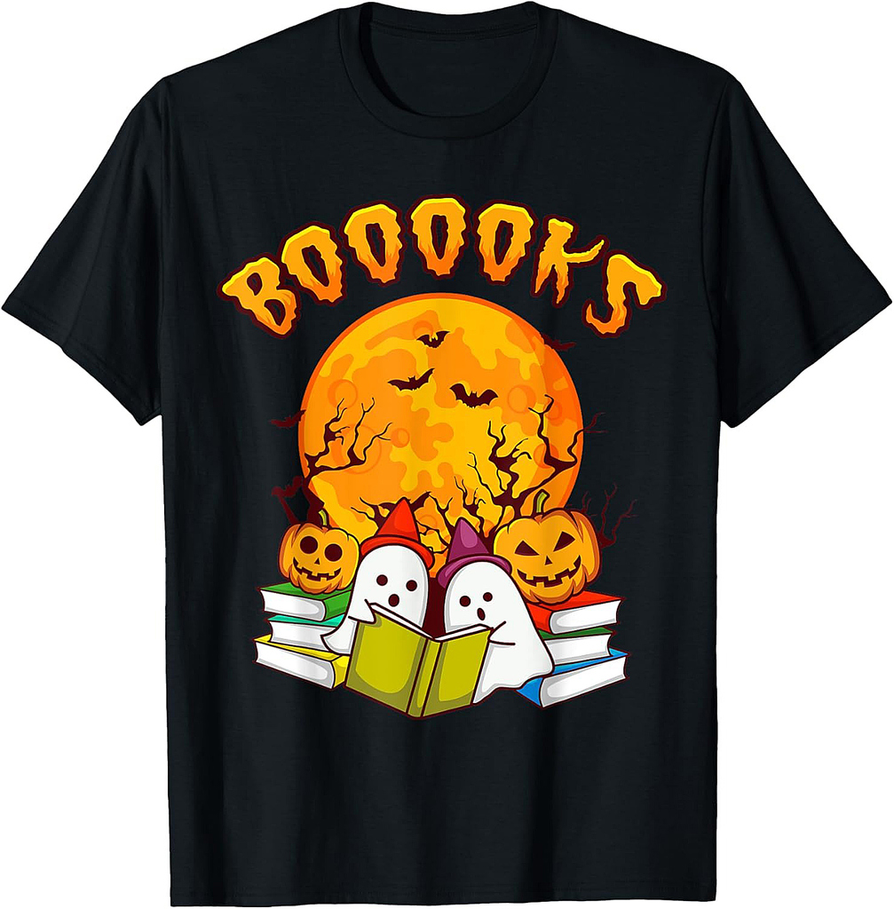 Halloween Shirt Funny Men BOOOOKS GHOST Book Gift Women T-Shirt