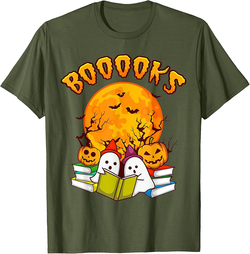 Halloween Shirt Funny Men BOOOOKS GHOST Book Gift Women T-Shirt
