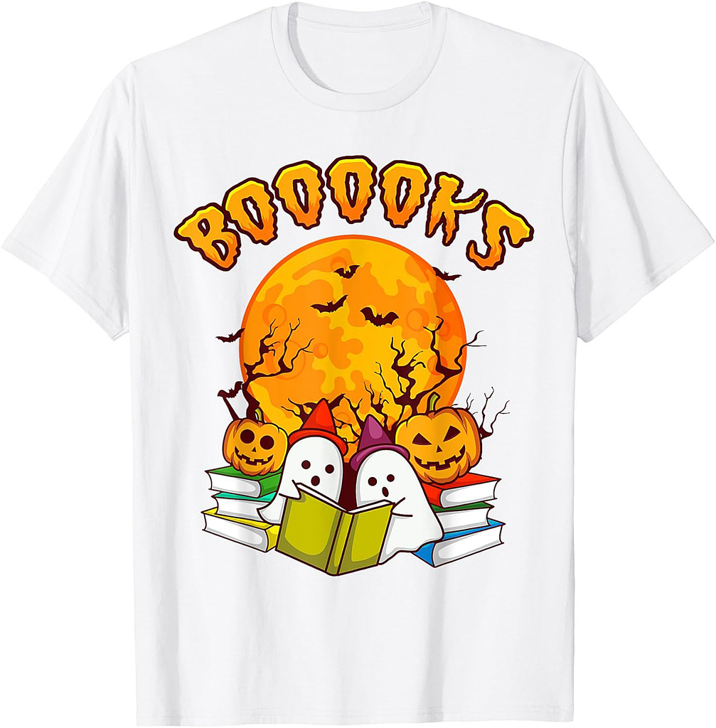 Halloween Shirt Funny Men BOOOOKS GHOST Book Gift Women T-Shirt
