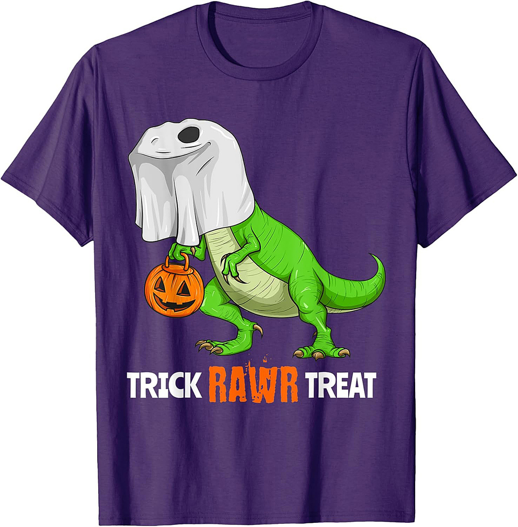 Halloween T Rex Dinosaur Ghost Trick RAWR Treat Funny Cute T-Shirt