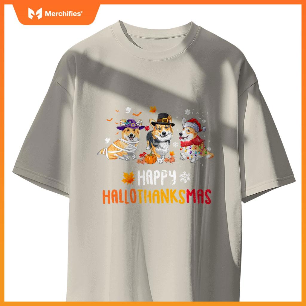 Halloween Thanksgiving Christmas Funny Corgi Dogs T-Shirt