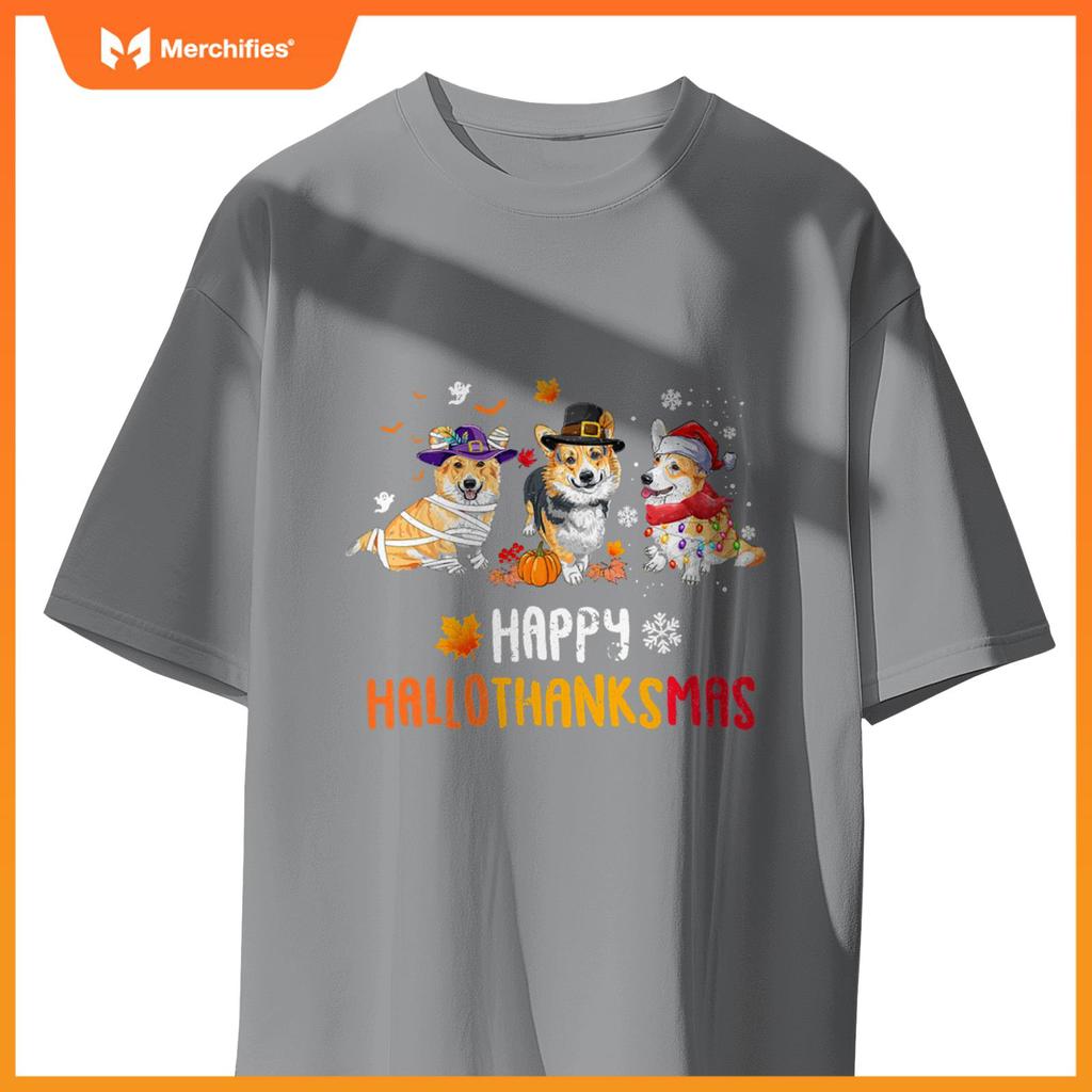 Halloween Thanksgiving Christmas Funny Corgi Dogs T-Shirt