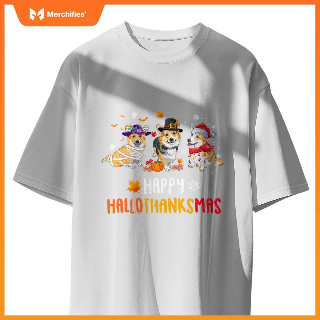 Halloween Thanksgiving Christmas Funny Corgi Dogs T-Shirt