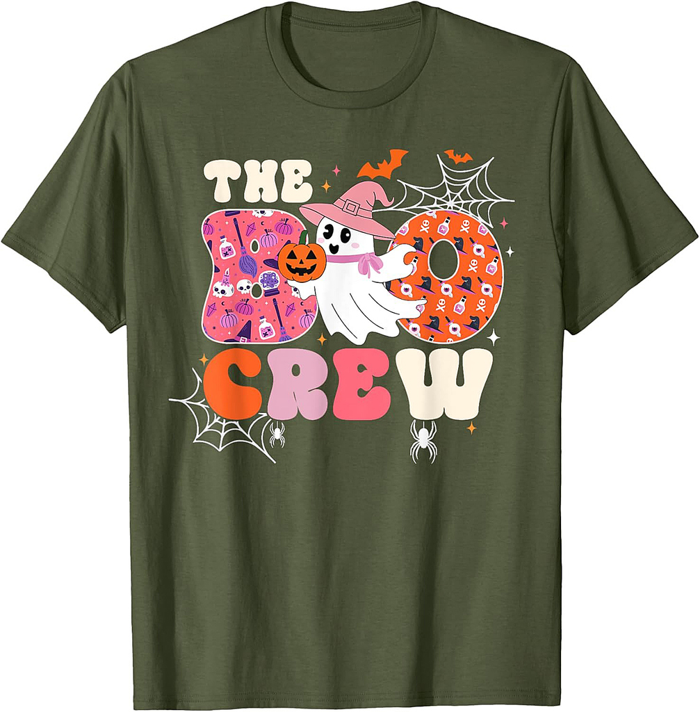 Halloween The Boo Crew Funny Cute Ghost Witch Men Women Kids T-Shirt