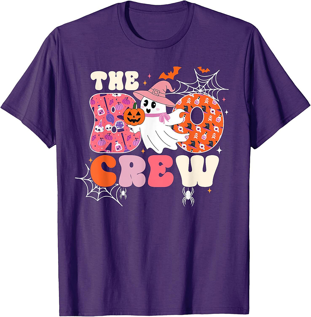 Halloween The Boo Crew Funny Cute Ghost Witch Men Women Kids T-Shirt