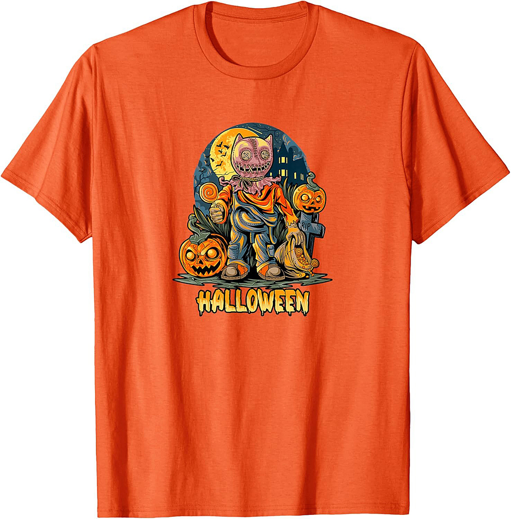 Halloween Trick or Treat Cat Mask Costume T-Shirt