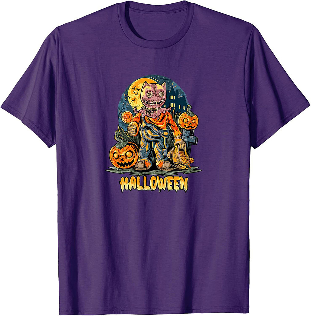 Halloween Trick or Treat Cat Mask Costume T-Shirt