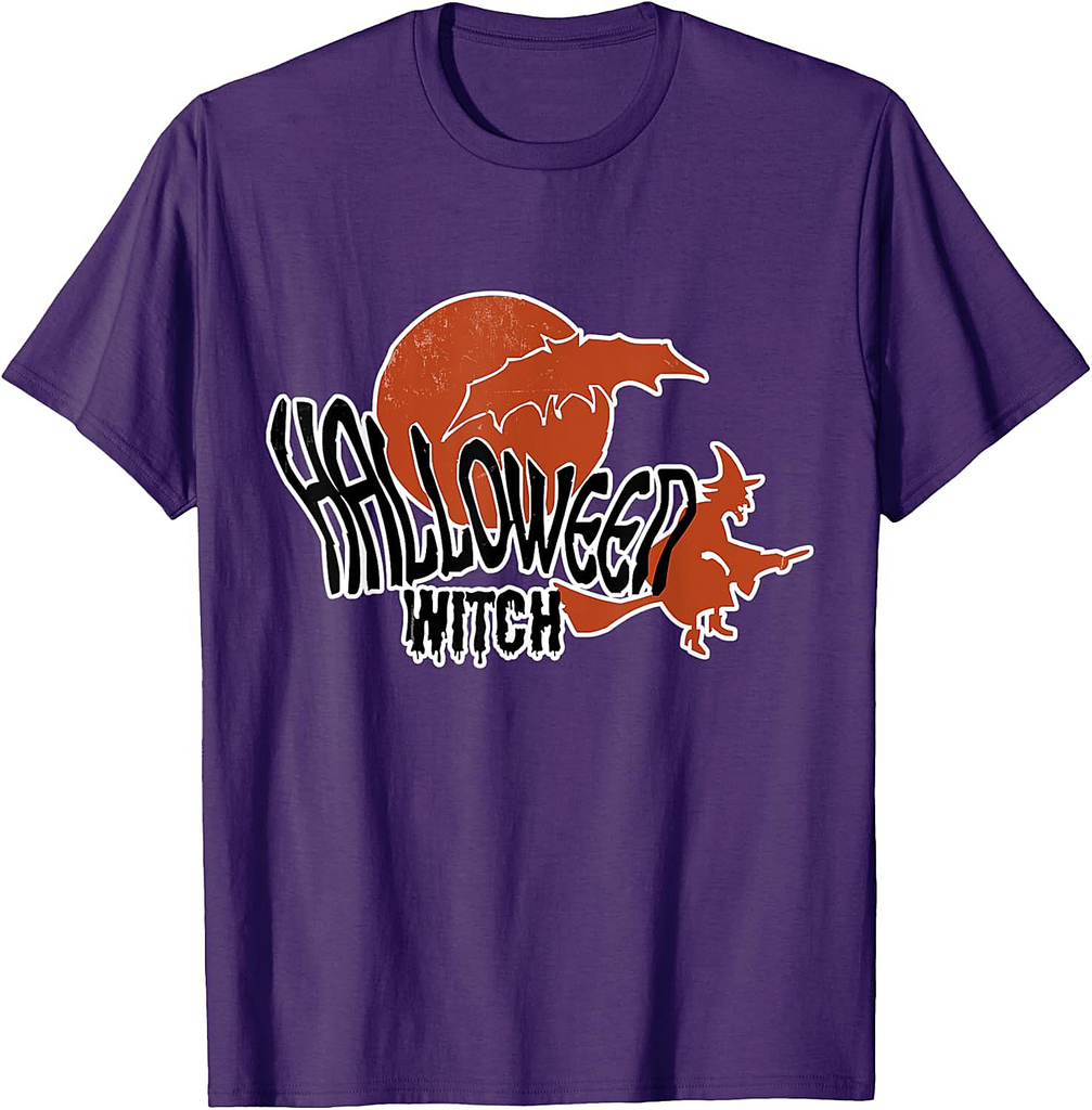 Halloween Witch with Bat - Witch Party on Halloween T-Shirt