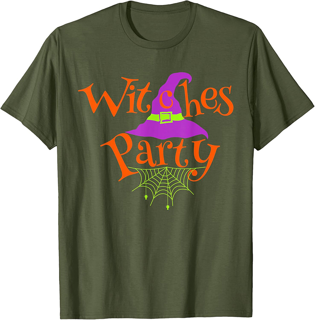 Halloween Witches Hat Party Spider Web Costume T-Shirt