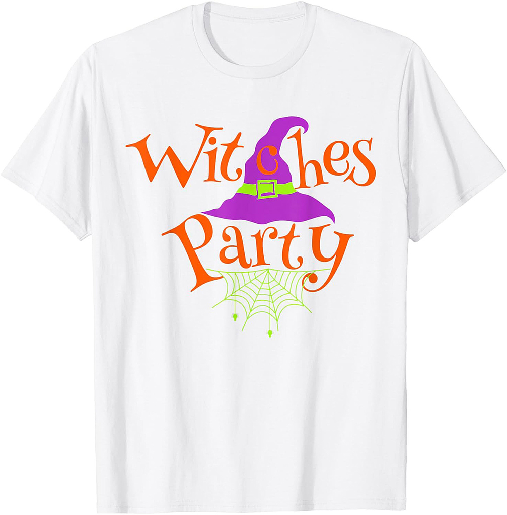 Halloween Witches Hat Party Spider Web Costume T-Shirt