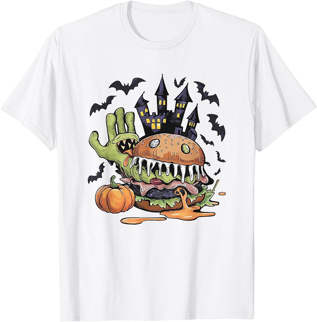 Halloween Zombie Hand Burger Monster Pumpkin T-Shirt
