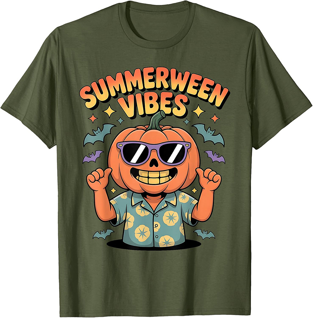 Halloween in summer, pumpkin, skeleton, summerween T-Shirt
