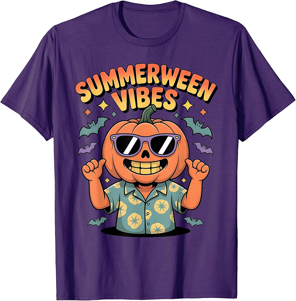 Halloween in summer, pumpkin, skeleton, summerween T-Shirt