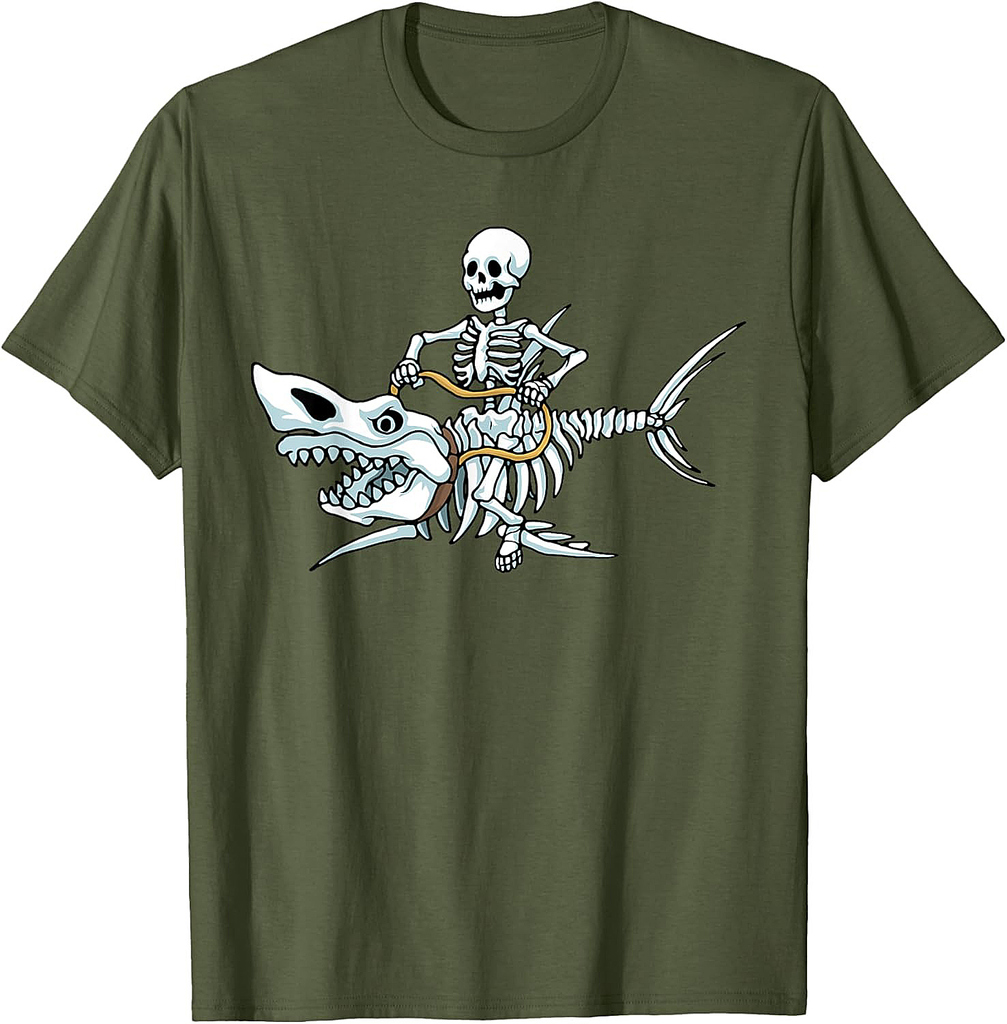 Halloween shark skeleton funny Halloween T-Shirt