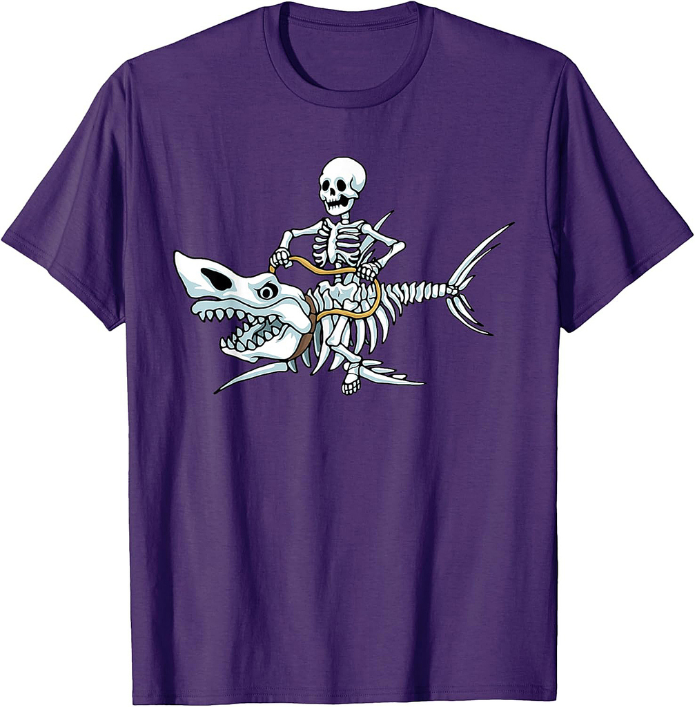 Halloween shark skeleton funny Halloween T-Shirt