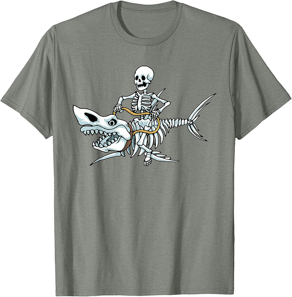 Halloween shark skeleton funny Halloween T-Shirt