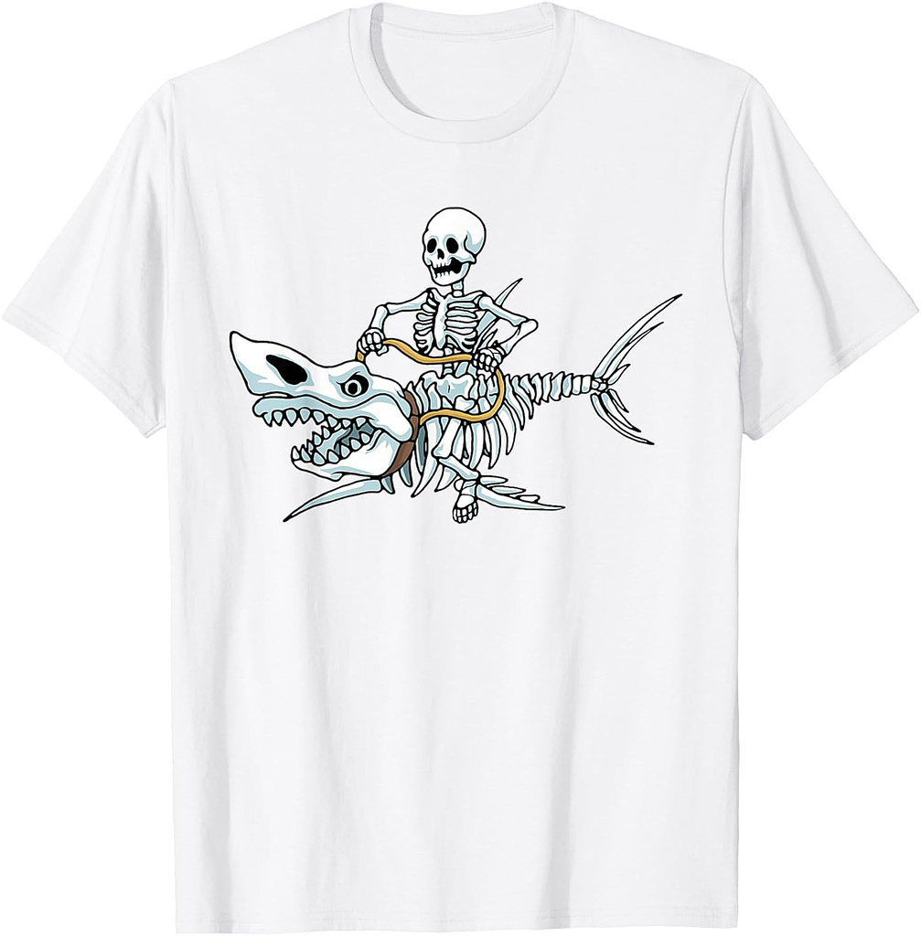 Halloween shark skeleton funny Halloween T-Shirt
