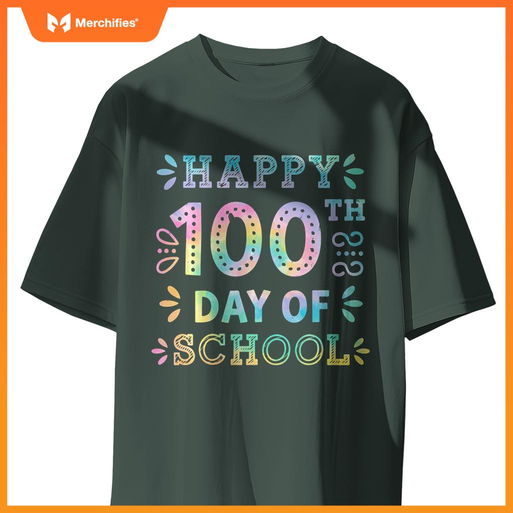 Happy 100th Day Of School Tie Dye Rainbow 100 Days Smarter