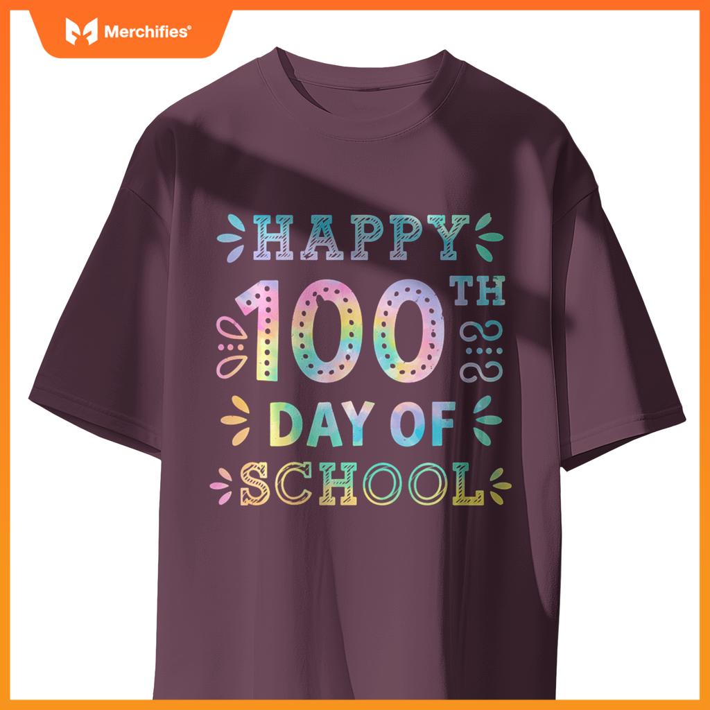 Happy 100th Day Of School Tie Dye Rainbow 100 Days Smarter